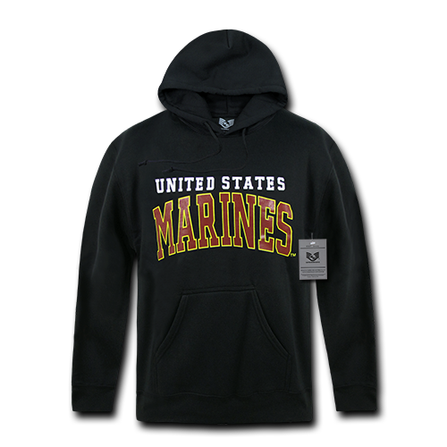 United States Marines Pullover Hoodie, Black - 2X