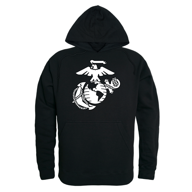 US Marines 3 Pull Over Hoodie, Black - Small
