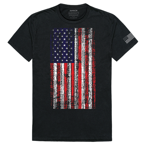 Distressed Flag Tactical Graphics Tees, Black - Extra Large