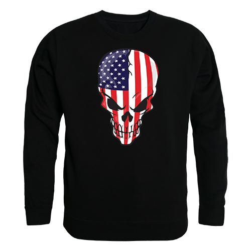 Skull Flag Graphic Crew Neck Sweatshirt, Black - Large