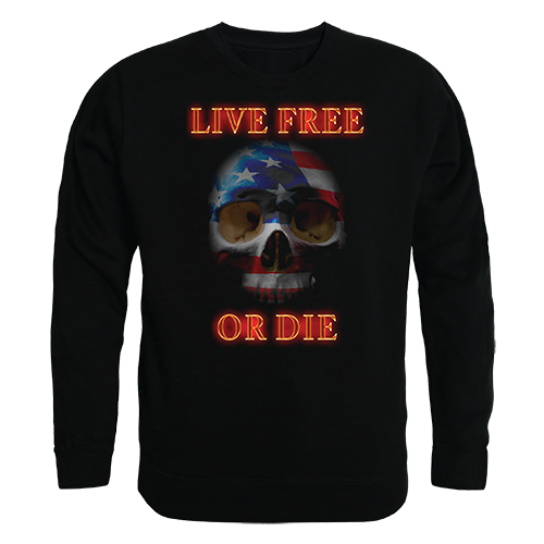 Live Free Skull Graphic Crew Neck Sweatshirt, Black - Small