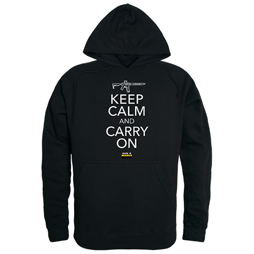 Keep Calm & Carry on Graphic Pullover Hoodie, Black - Large