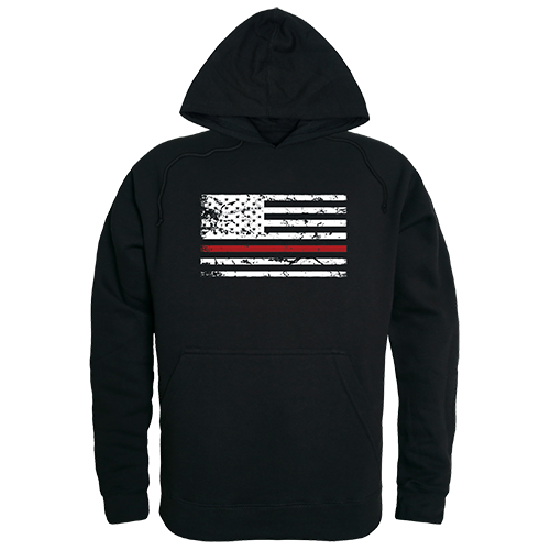 Thin Red Line Graphic Pullover Hoodie, Black - Extra Large