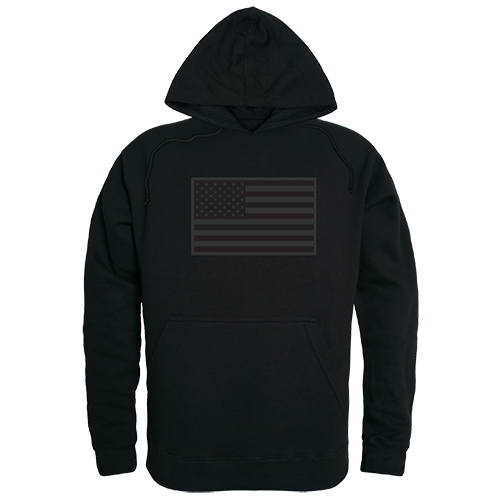 Tonal Flag Graphic Pullover Hoodie, Black - Small