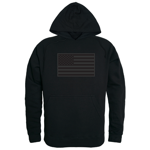 Tonal Flag Graphic Pullover Hoodie, Black - Large