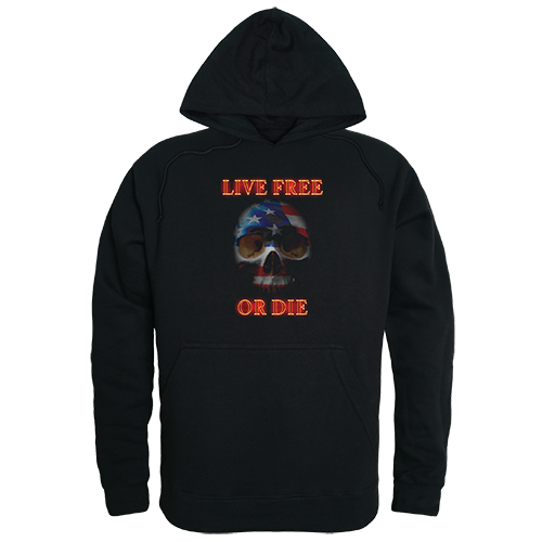 Live Free Skull Graphic Pullover Hoodie, Black - Medium