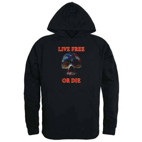 Live Free Skull Graphic Pullover Hoodie, Black - 2X