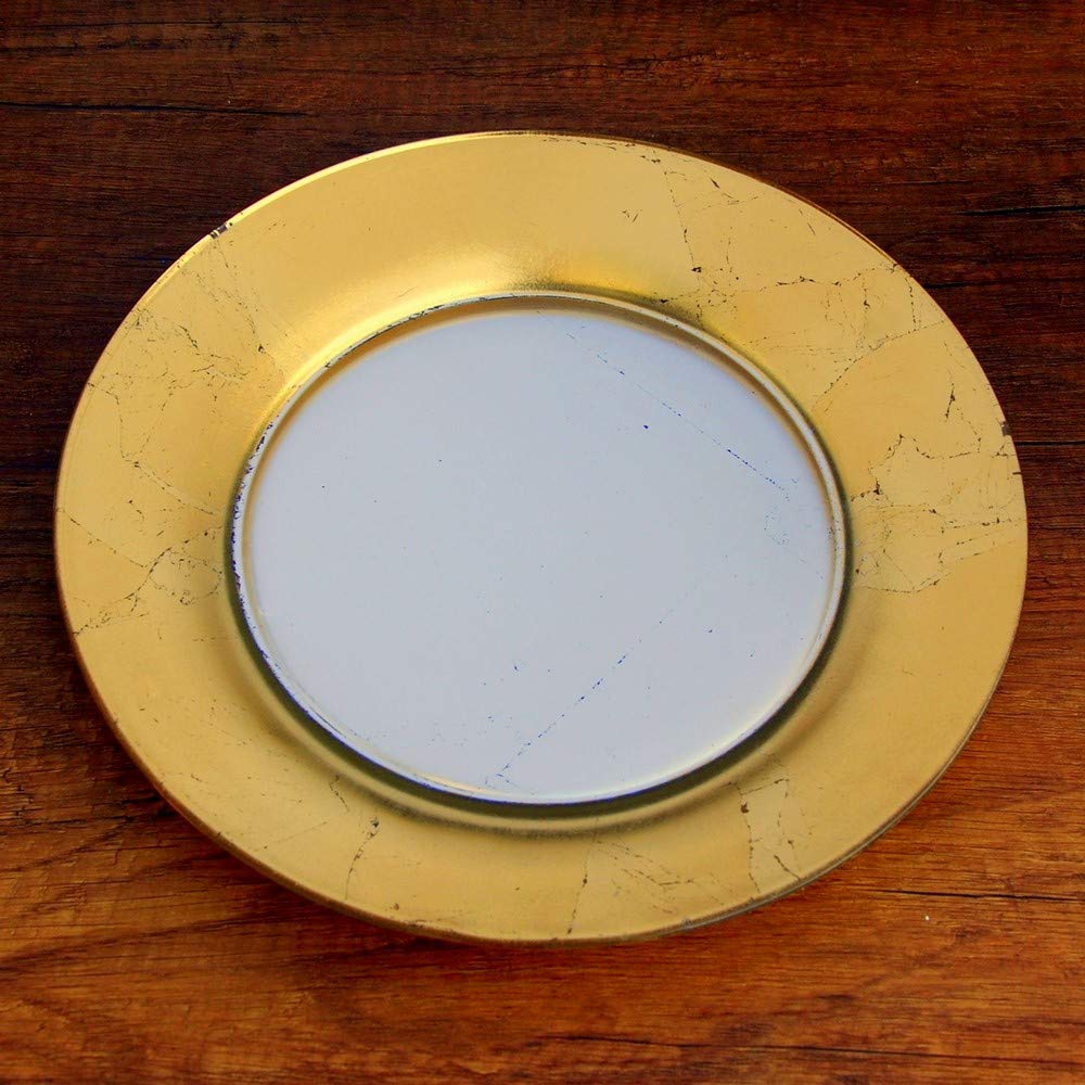 Picture of Red Pomegranate 4983-1 Gilt Eclipse Dinner Plates, Silver & Gold - Set of 4