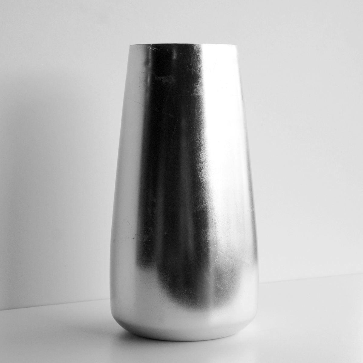 12 in. GILT Gilded Glass Zen Vase, Silver
