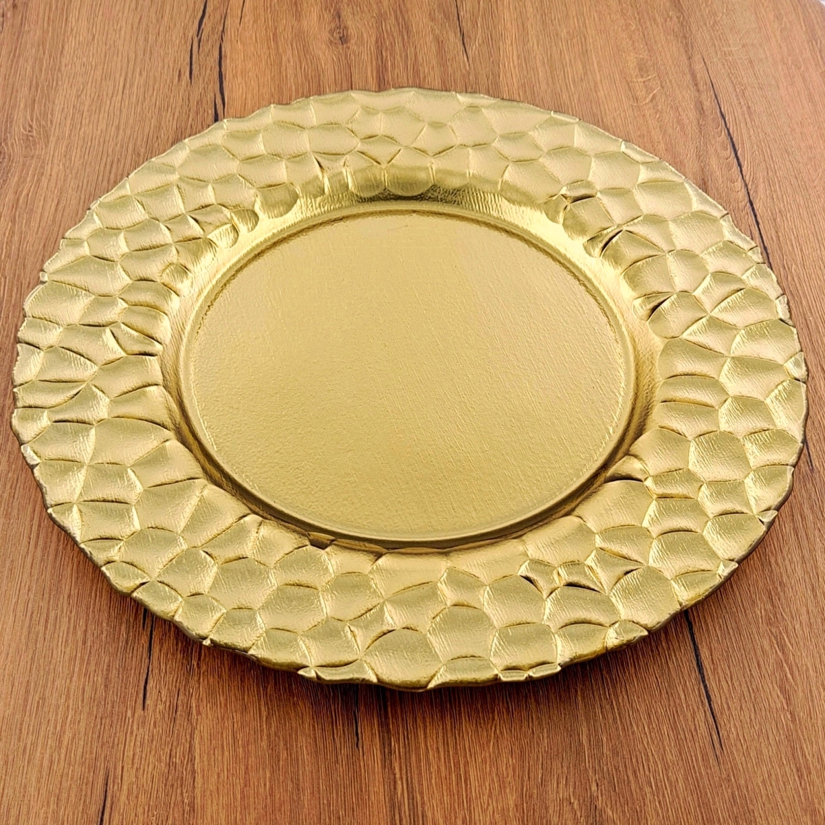 Picture of Red Pomegranate Collection 1533-1 13 in. Rocher Charger Plates, Gold - Set of 12