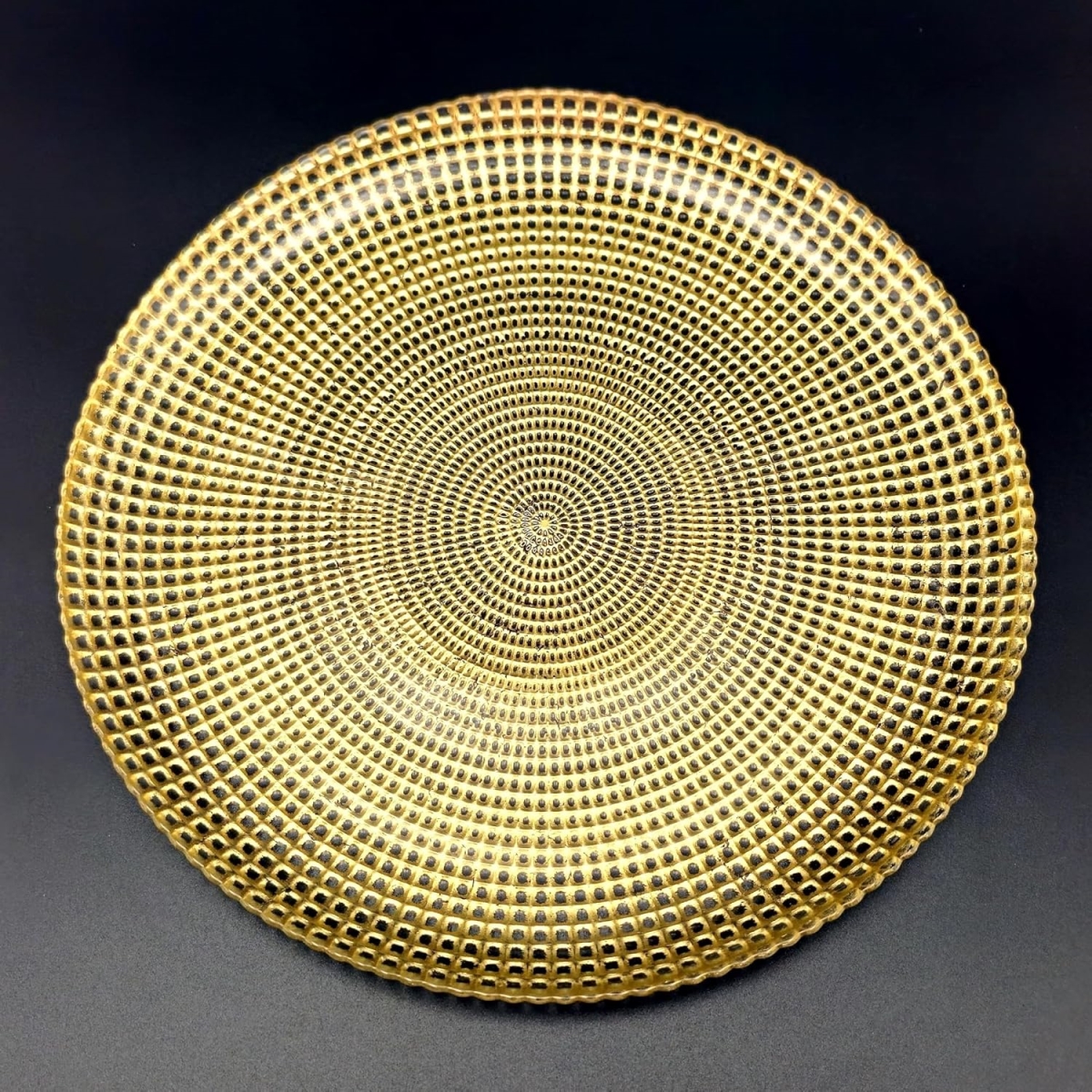 Picture of Red Pomegranate Collection R1223-1 Helios Gilded Glass Dinner Plate, Gold