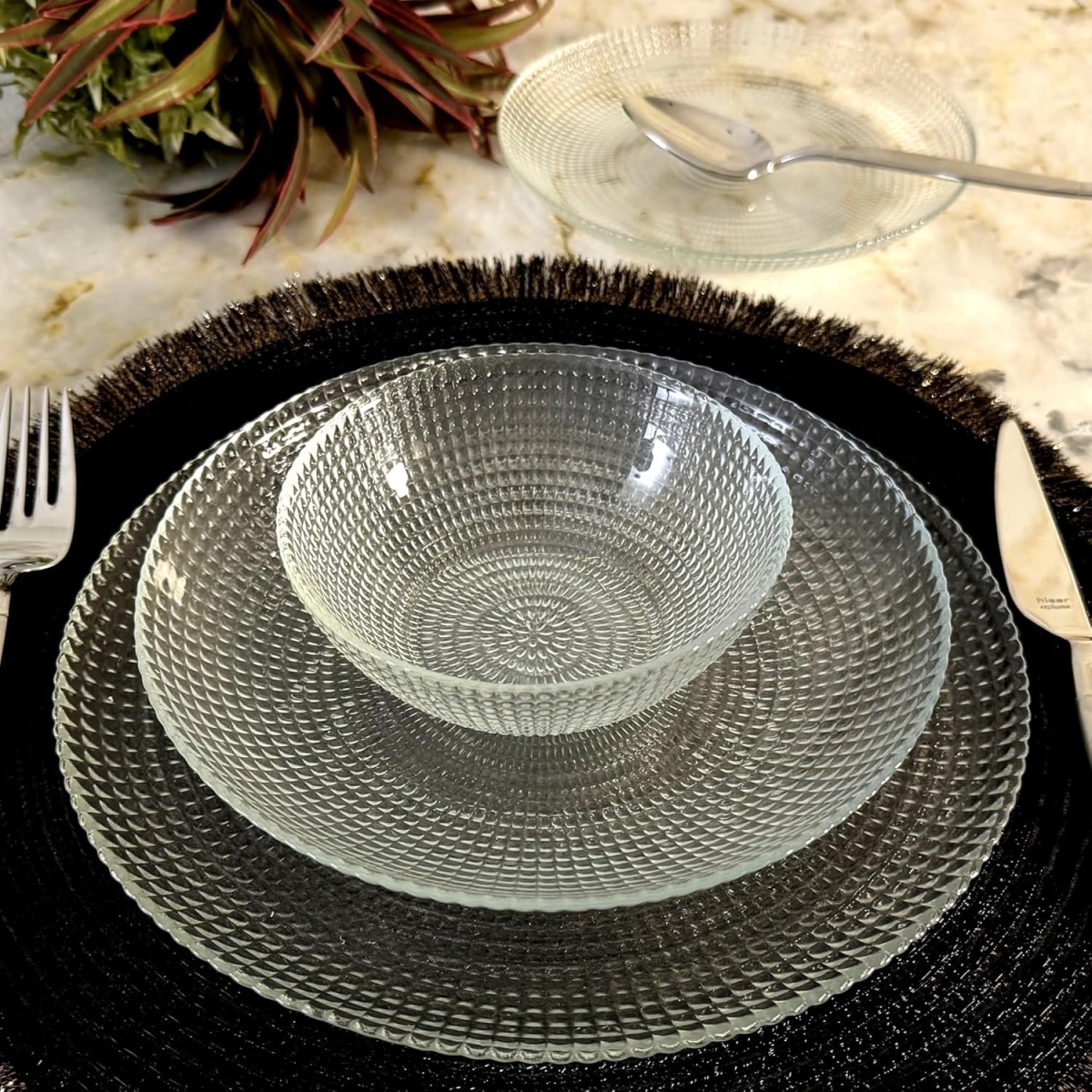 Picture of RAMART Studio Glass R1220-0 Helios Glass Dinnerware Set, Clear - Set of 24