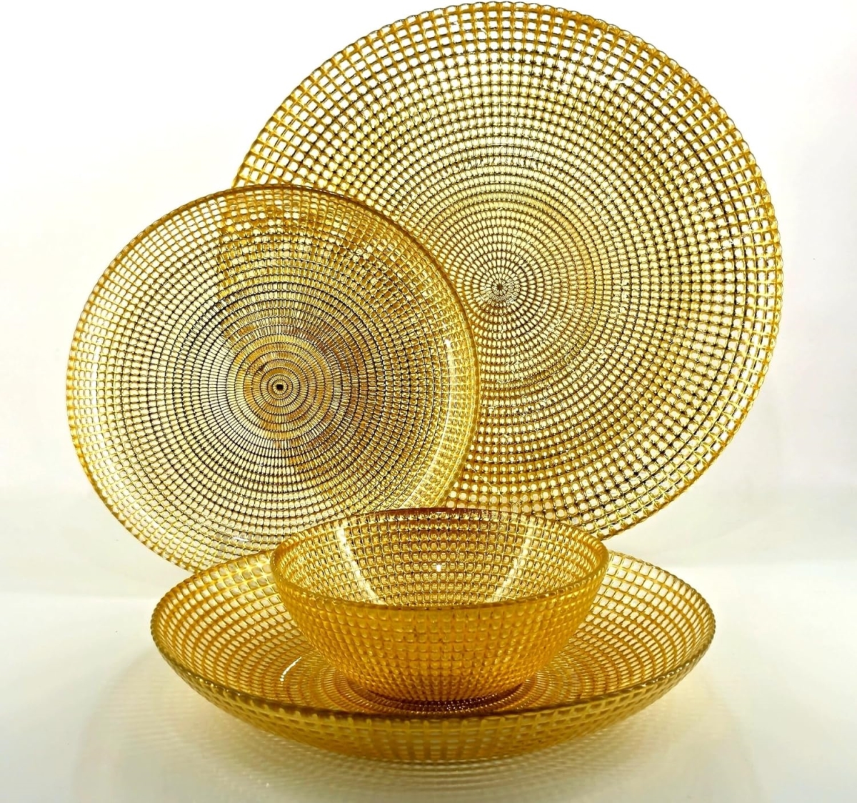 Picture of Red Pomegranate Collection R1220-1 Helios Gilded Glass Dinnerware Set, Gold - Set of 24