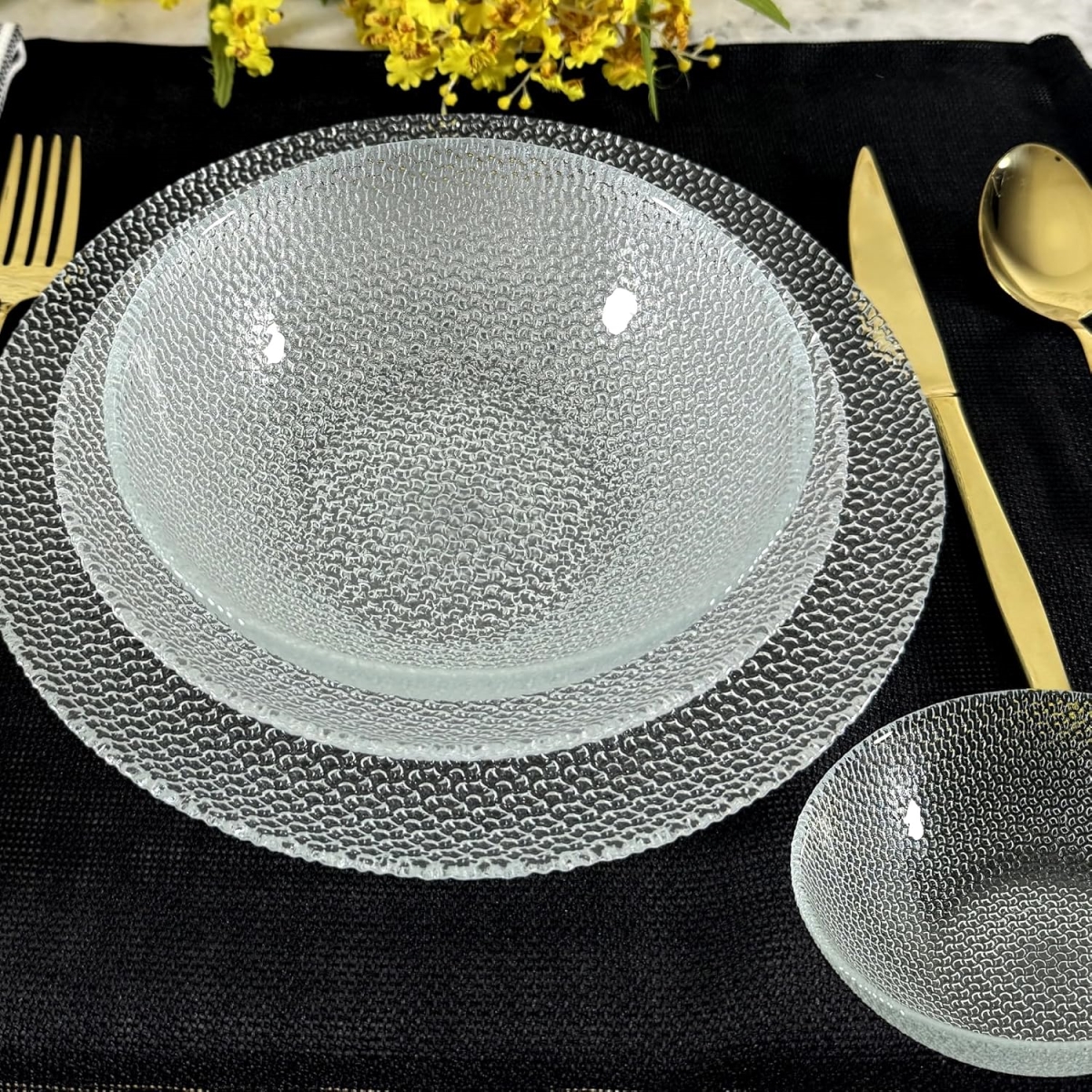 Picture of RAMART Studio Glass R1240-0 Cabana Glass Dinnerware Set, Clear - Set of 24