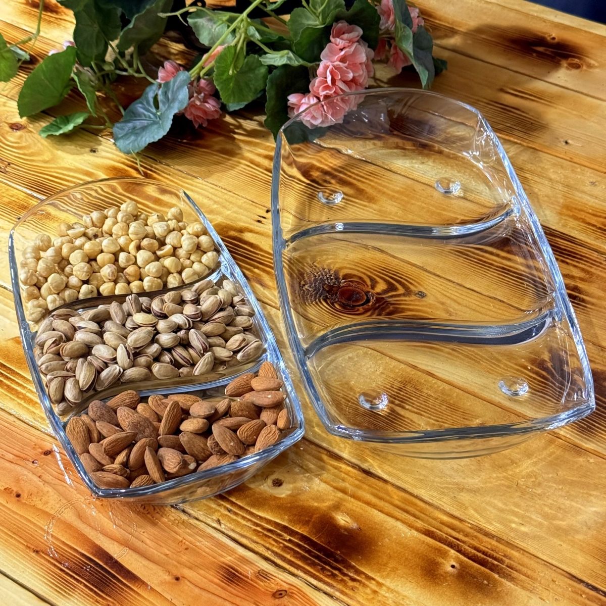 Picture of Ramart Studio Glass R1332-0 12 in. Prima Oblong Glass 3 Section Tray