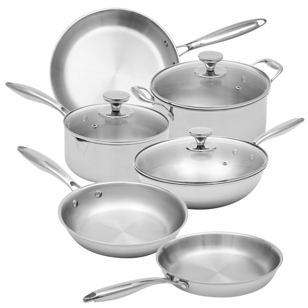 Picture of Ramart Studio Glass R5000-0 Arma Pro Tri-Ply Clad 18 & 10 Cookware Set - Stainless Steel