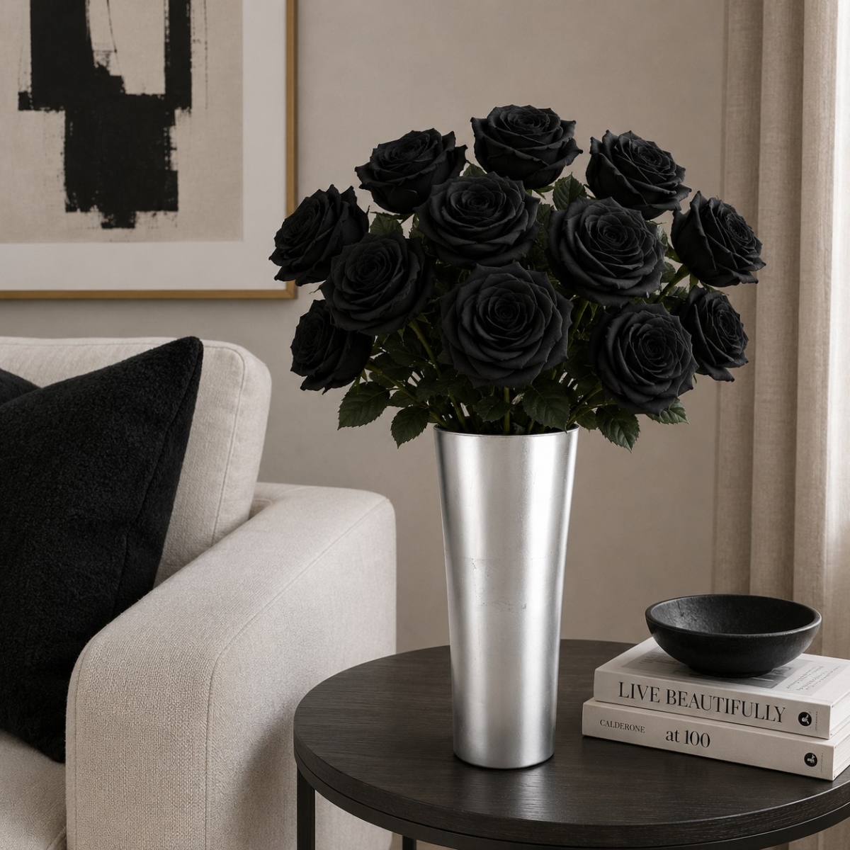 R1822-2 12 in. Iris Silver Gilded Vase