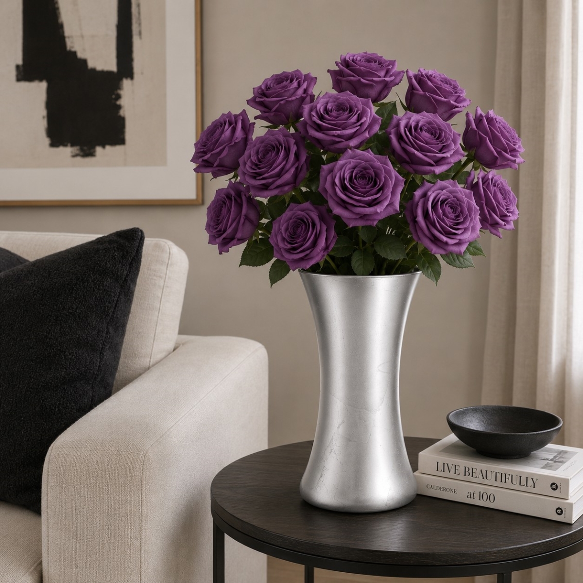 R1813-2 15 in. Patty Silver Gilded Vase