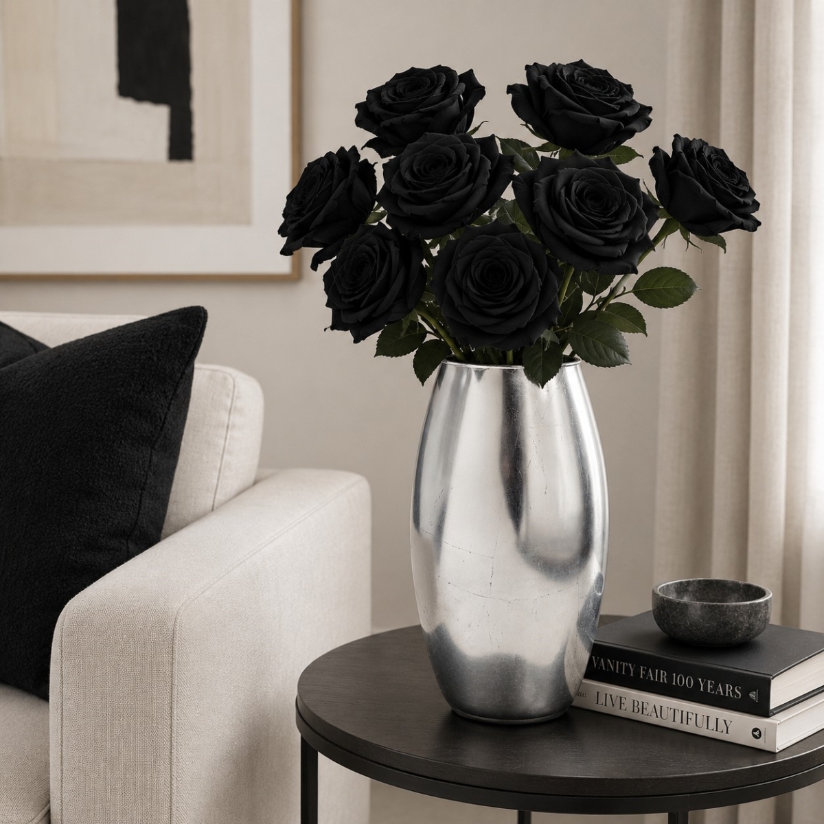 R1802-2 12 in. Amaryllis Silver Gilded Vase