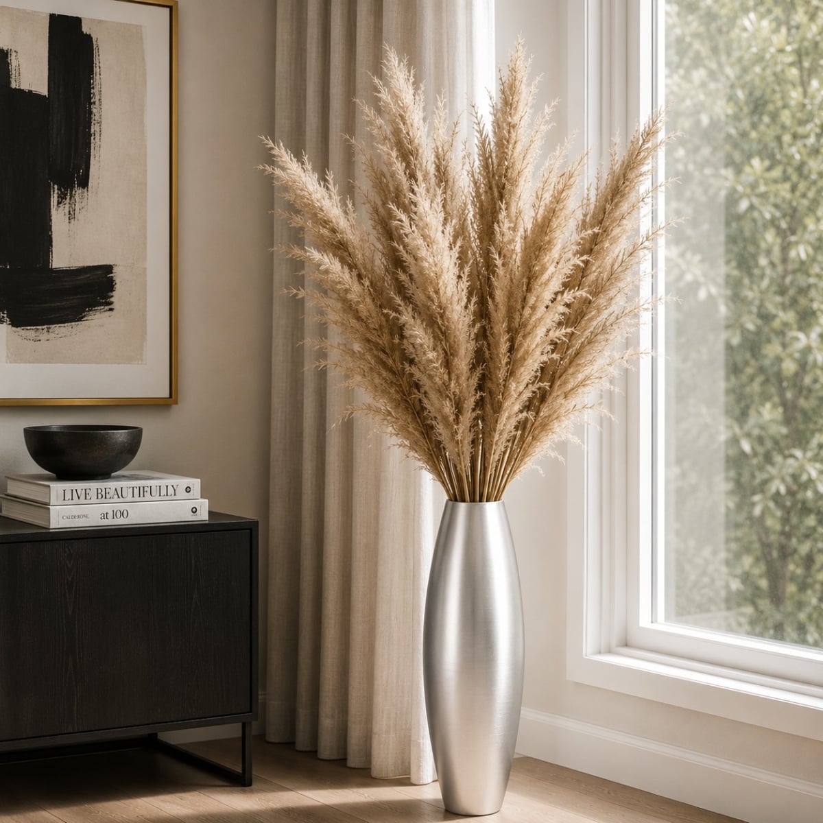 R1805-2 20 in. Amaryllis Silver Gilded Vase