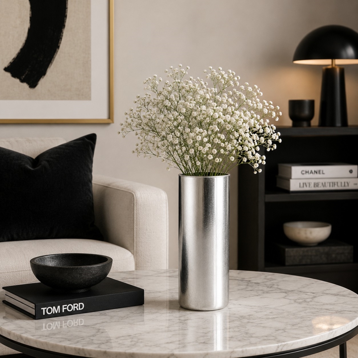 R1832-2 12 in. Flora Silver Gilded Vase