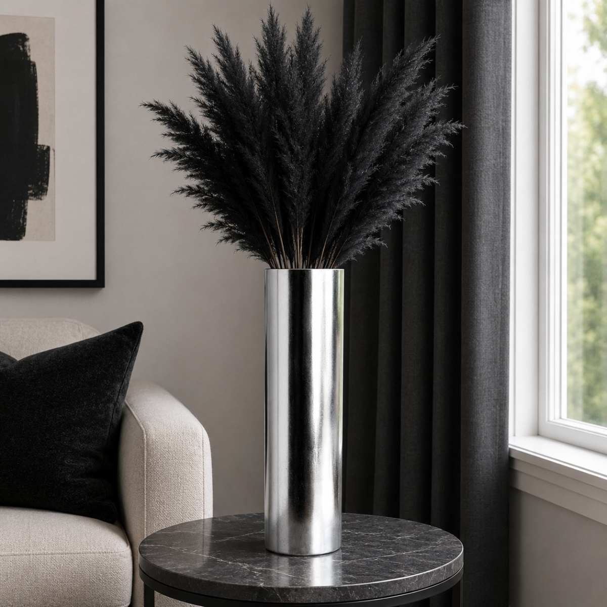 R1835-2 20 in. Flora Silver Gilded Vase