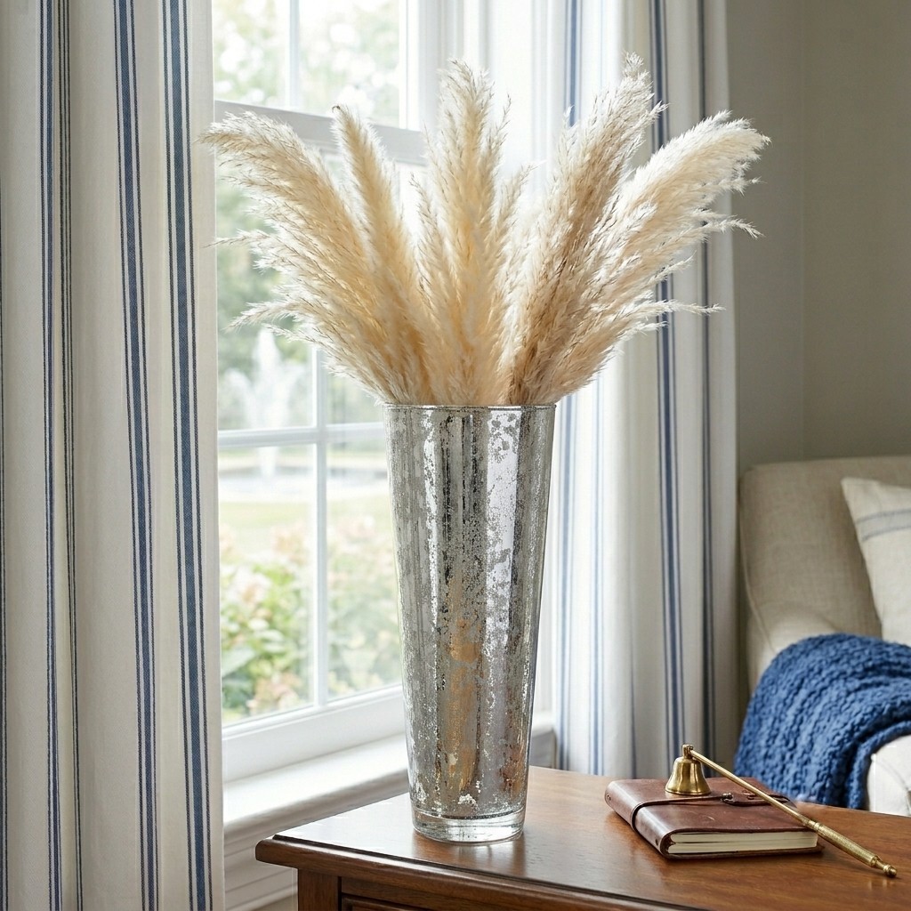 R1825-6 Iris Silver Marble Gilded Vase - 20 in.