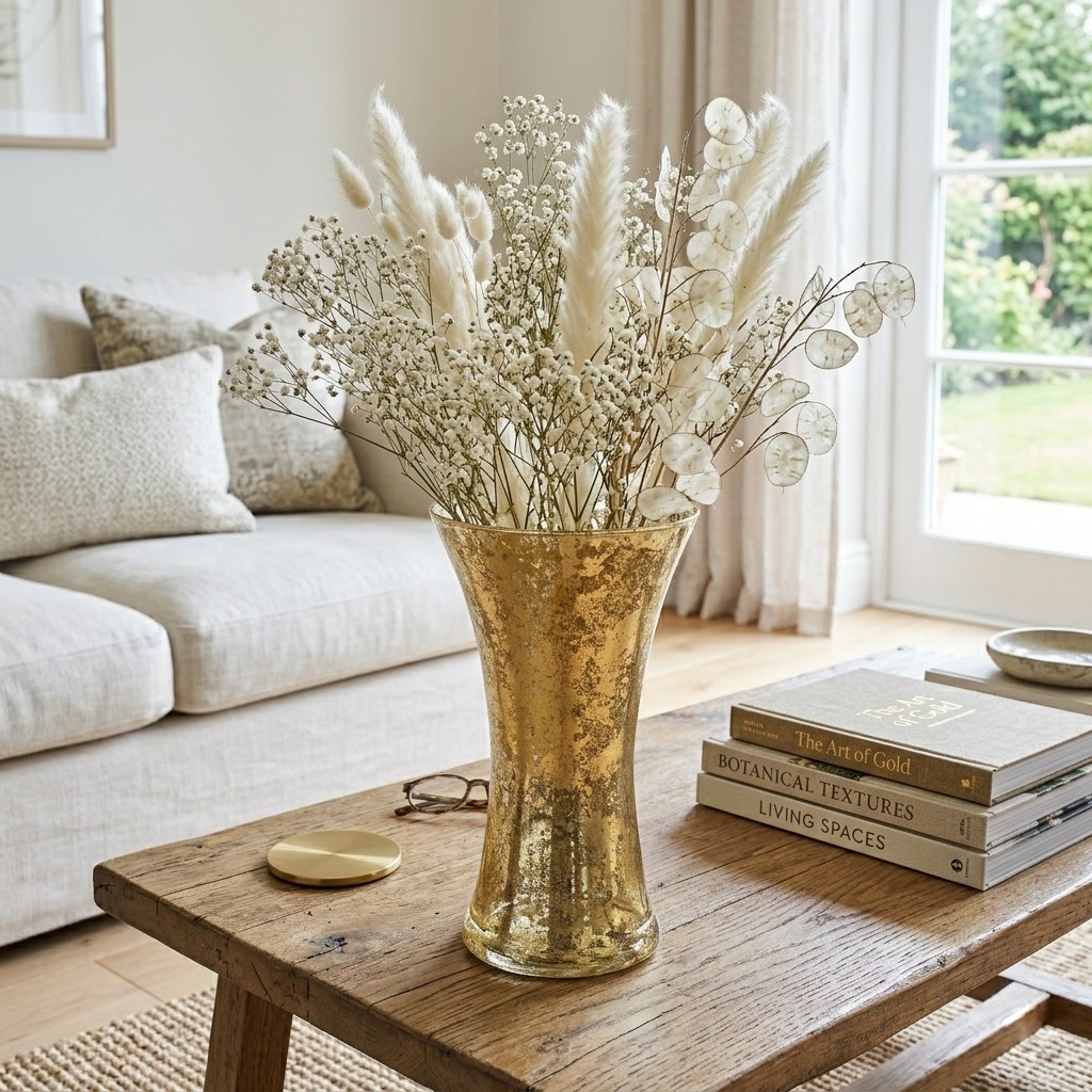 R1813-5 15 in. Patty Gold Marble Gilded Vase