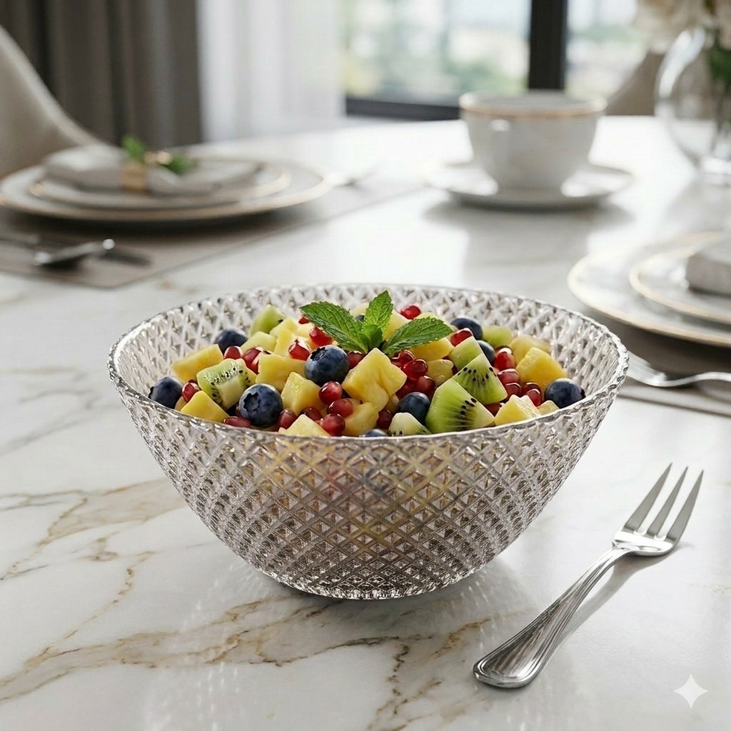 R1211-2 6.5 in. Marquis Silver Gilded Glass Side Bowl