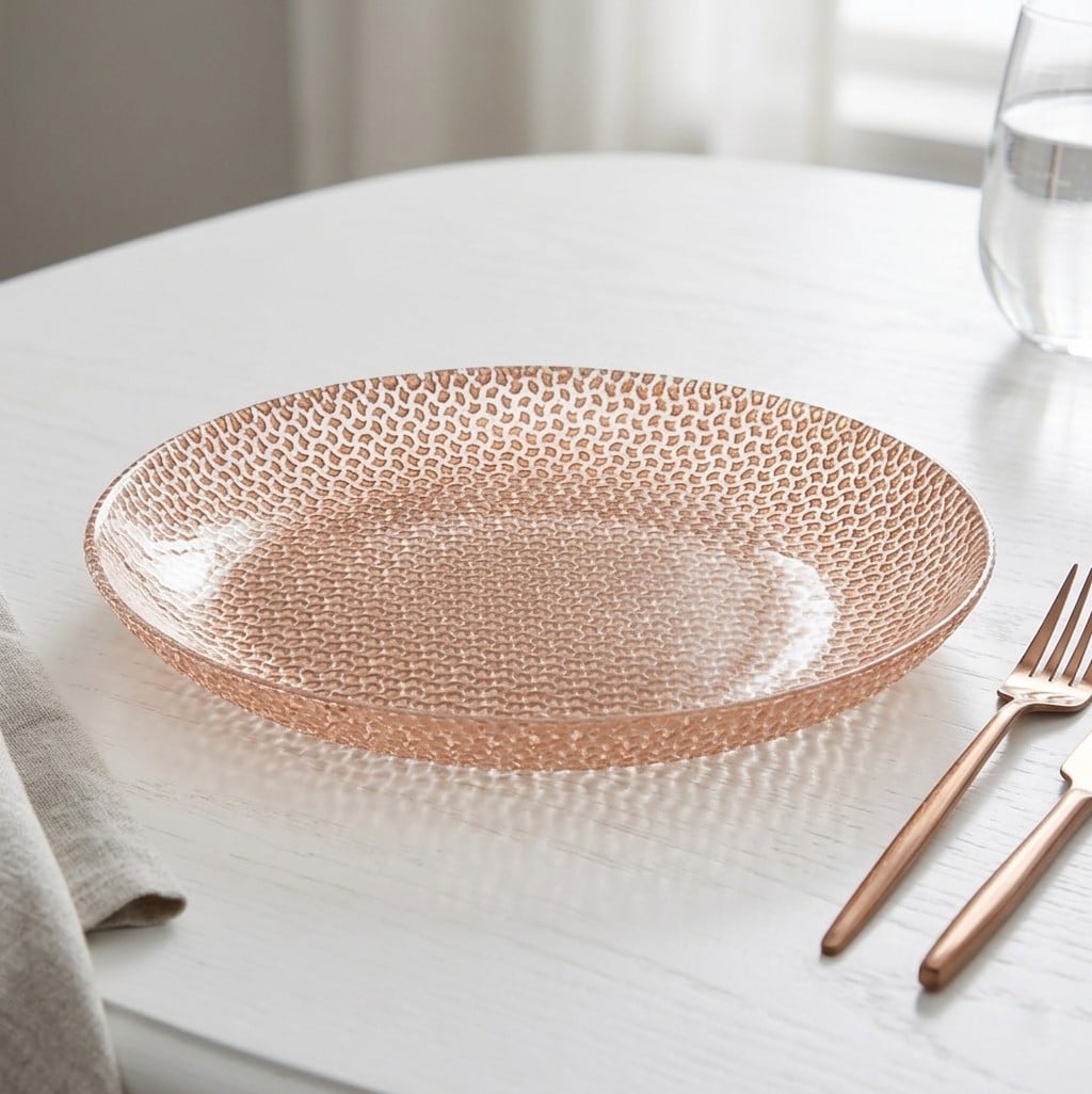 R1242-4 Cabana Rose Gold Gilded Glass Salad Plate