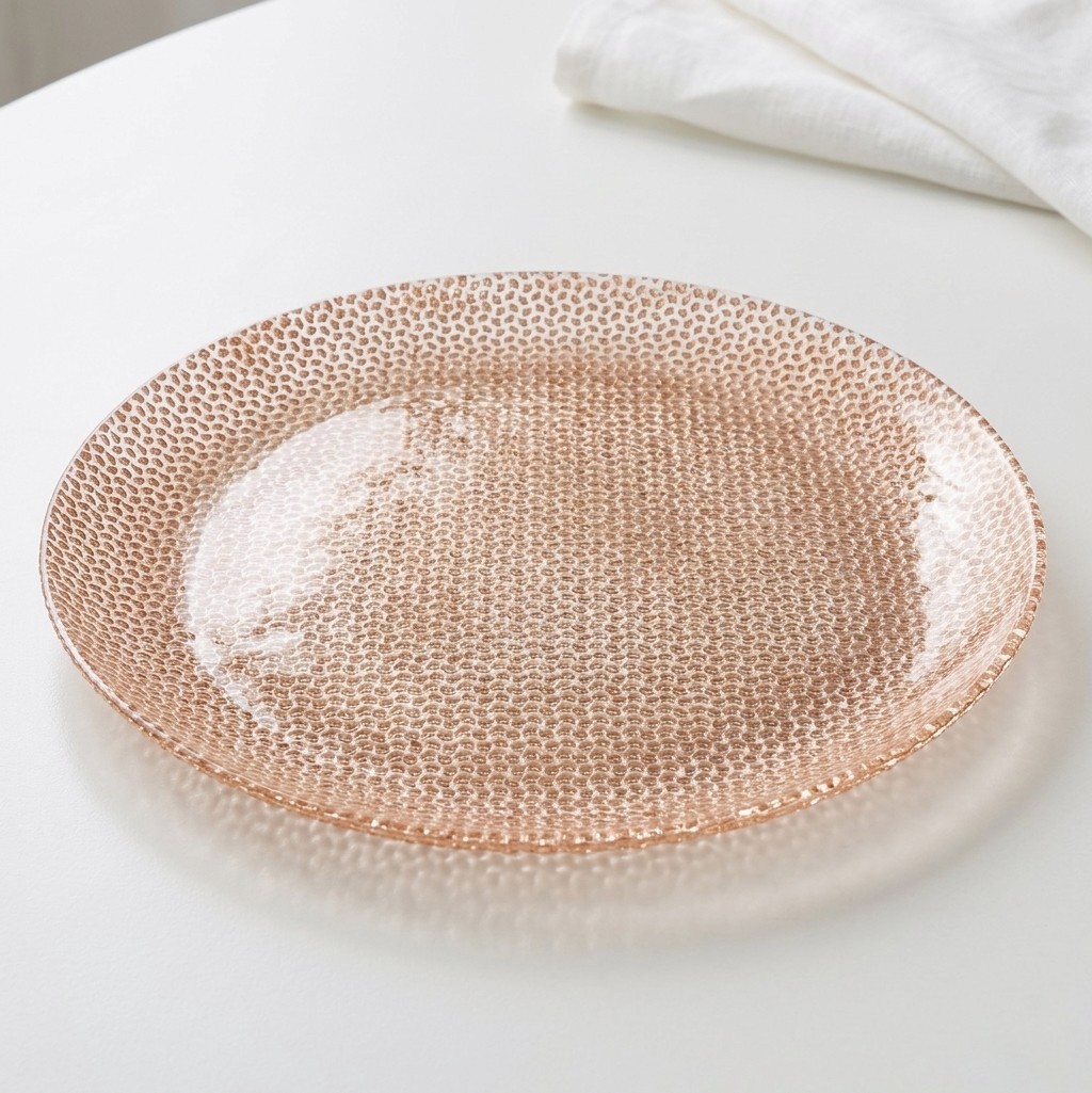 R1243-4 Cabana Rose Gold Gilded Glass Dinner Plate