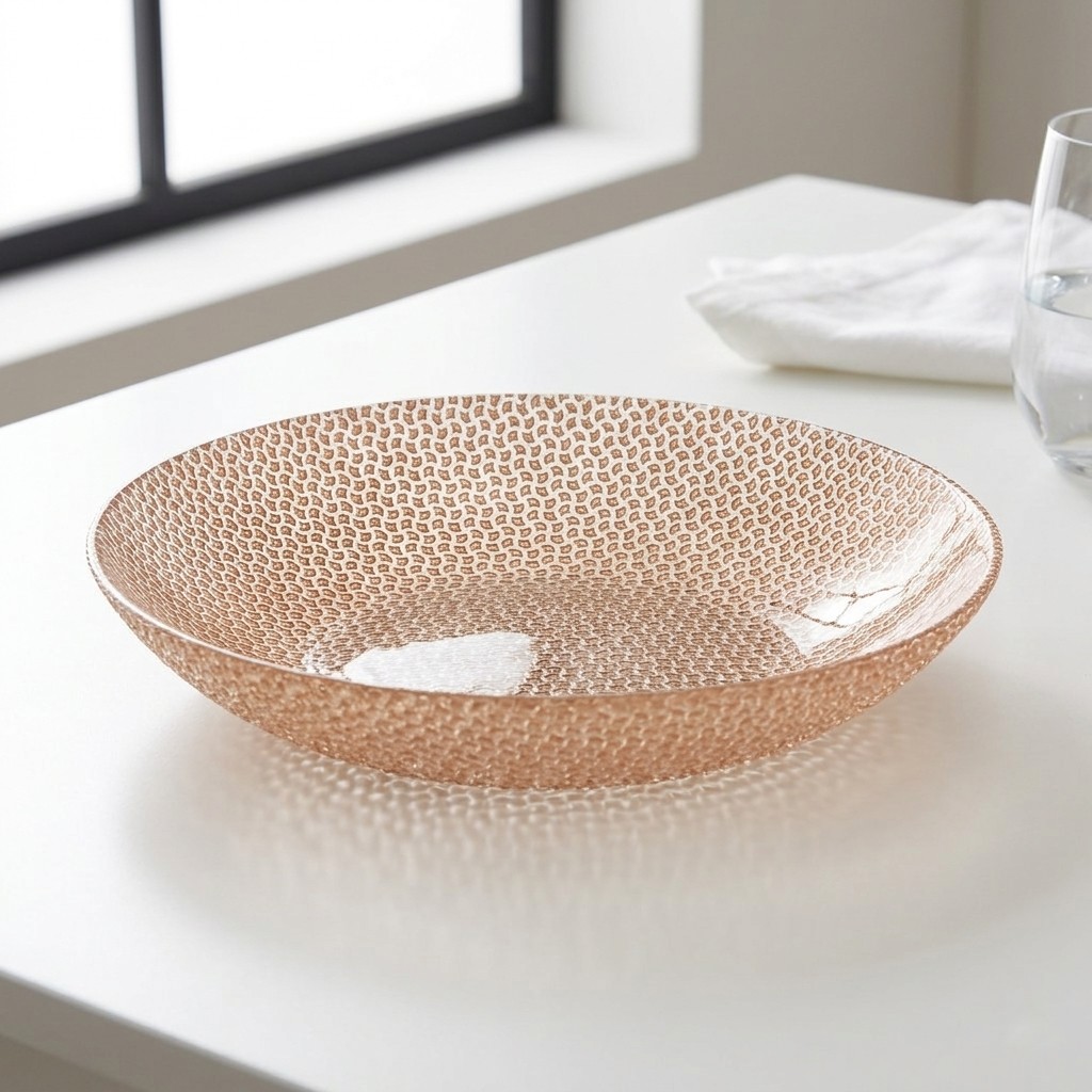 R1244-4 Cabana Rose Gold Gilded Glass Soup Plate