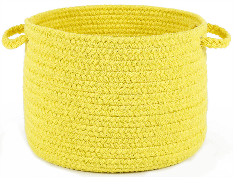Picture of Rhody Rug HB14B018X012 18 x 12 in. Happy Braids Solid Yellow Basket