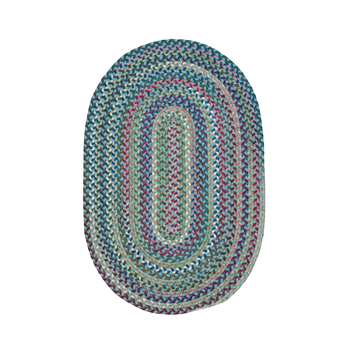 VL05R024X048 Cloverdale Wool Multi Oval Rugs, Teal - 2 x 4 ft.