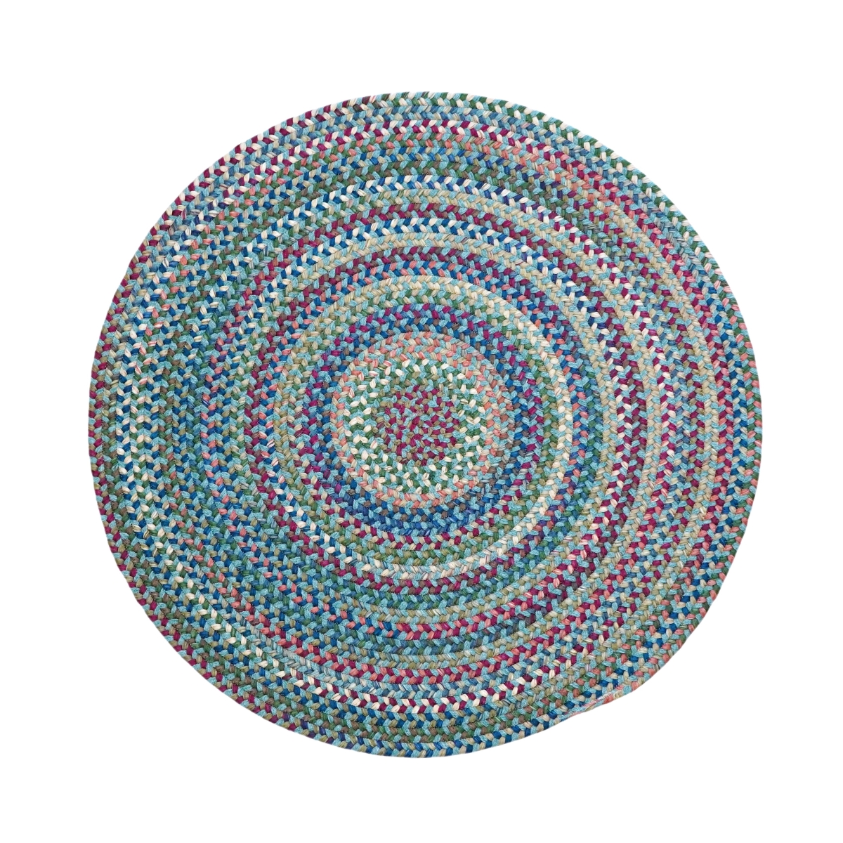 VL05R060X060 Cloverdale Wool Multi Round Rugs, Teal - 5 x 5 ft.