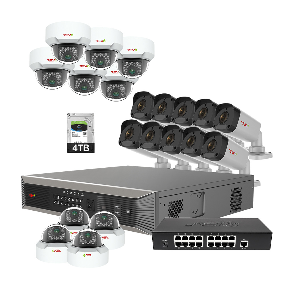 RUP321MD10GB10G-4T Ultra Plus HD 32 Channel 4TB NVR Surveillance System with 20 x 4 Megapixel Cameras -  REVO America