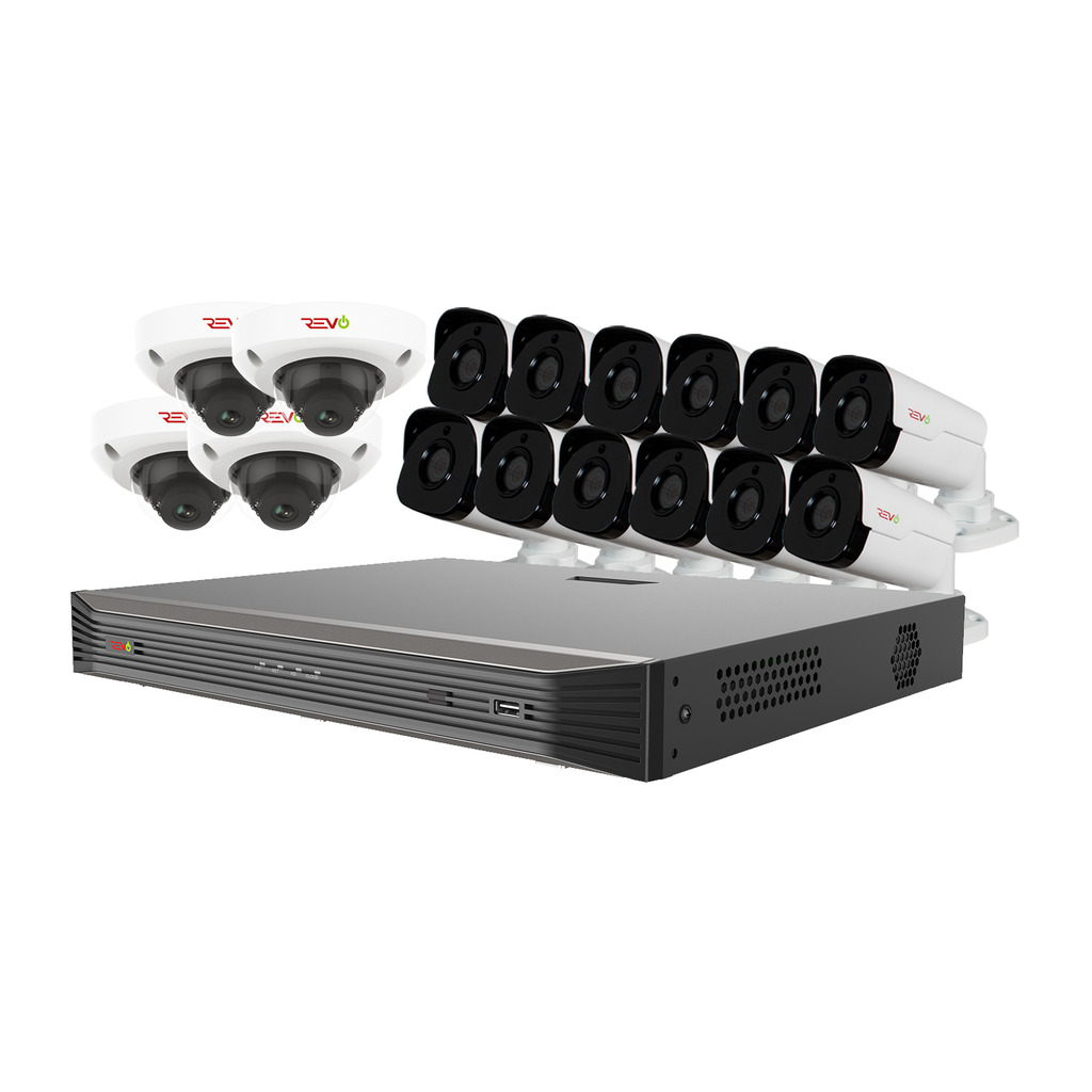 RU162D4GB12GA-4T Ultra HD Audio Capable 16 Channel 4TB NVR Surveillance System with 16 4 Megapixel Cameras -  REVO America