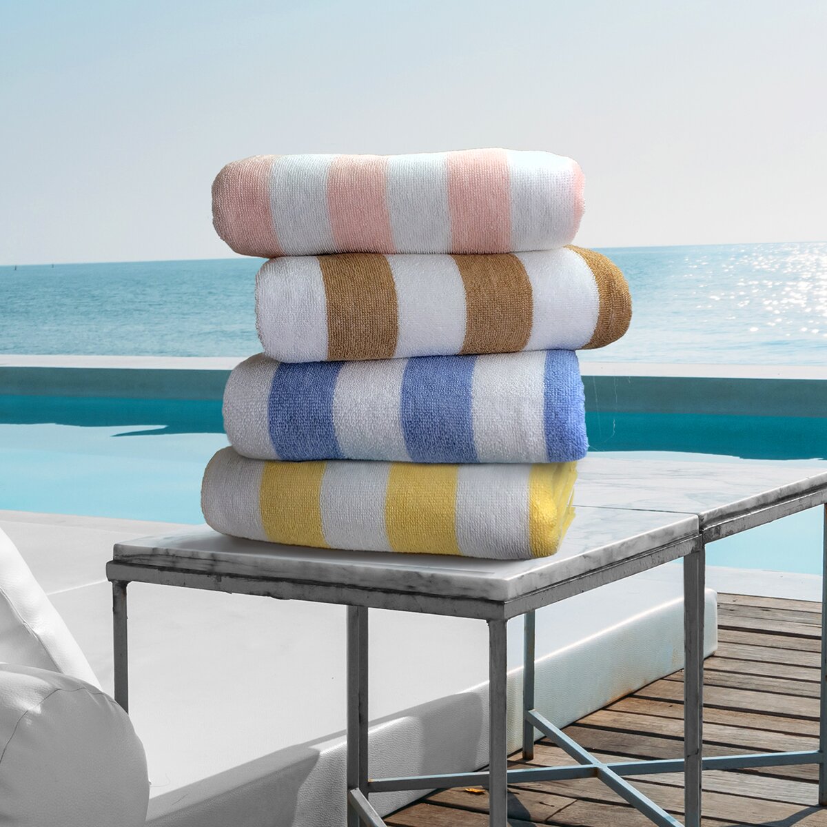 GORSPE307006 Vat Dyed Cabana Beach Towel Set, Peach - 6 Piece