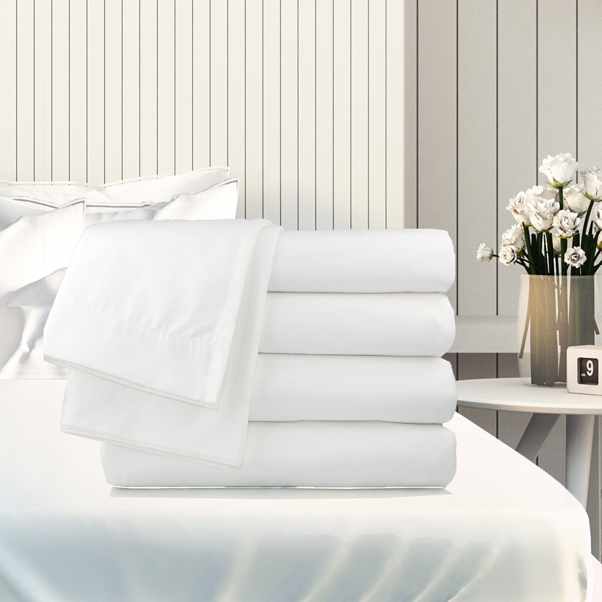 T-300 GSD Collection Cotton Blend Fitted Sheet - King Size - Pack of 6
