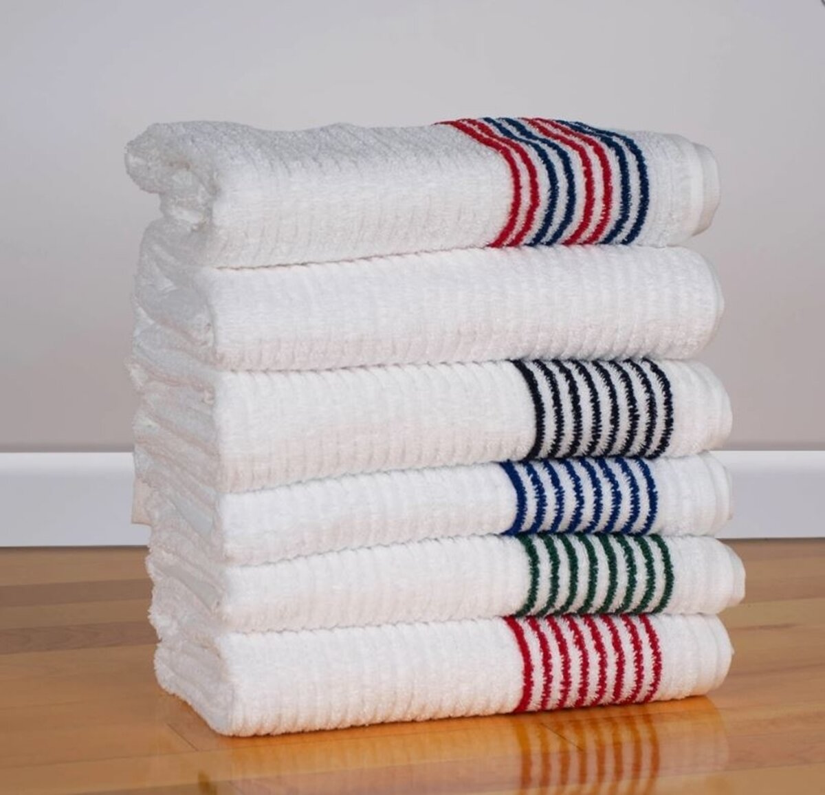 Special Gym Bath Towel, Red Stripes - Pack of 6