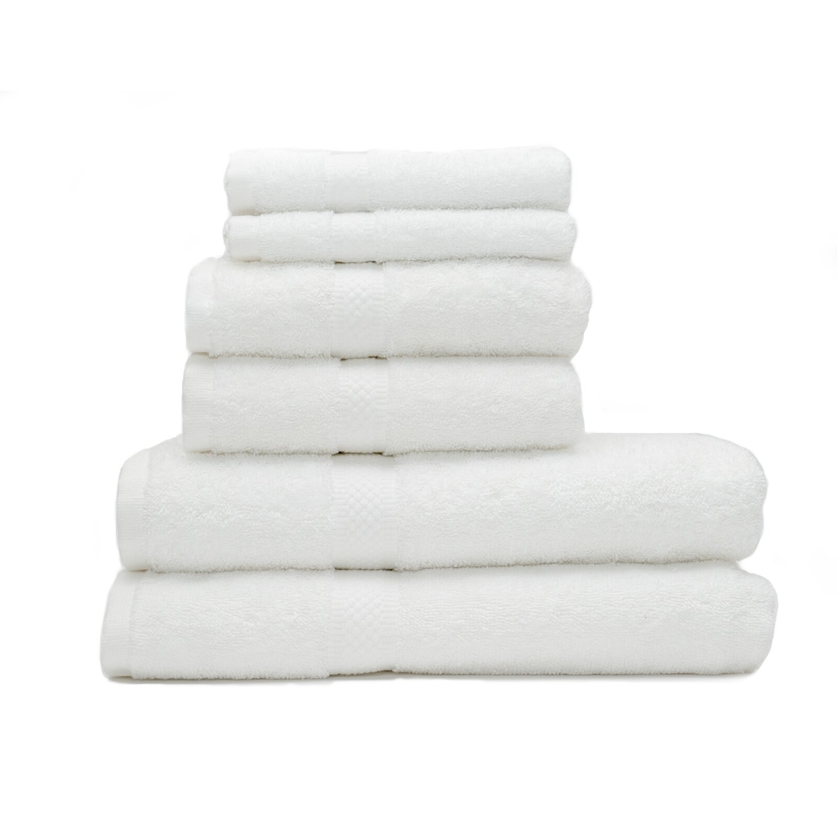 KPS Collection Soft Cotton Bath Towels, White - Pack of 6