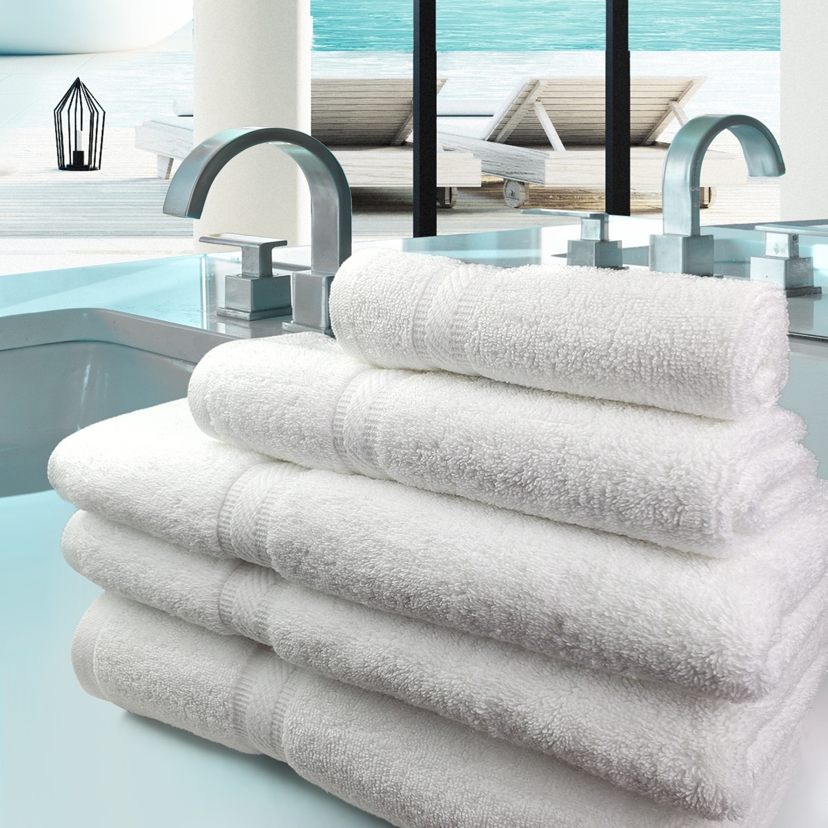 GFZ Collection White Blended Bath Towels 6 PK