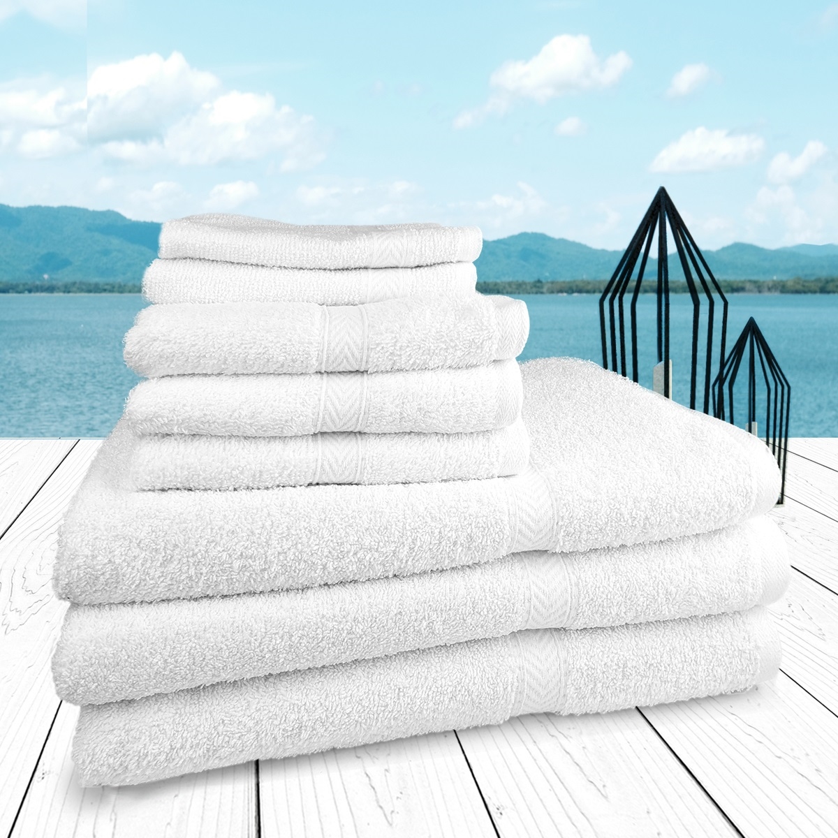 GOGD Collection Blended White Bath Towels 6 PK