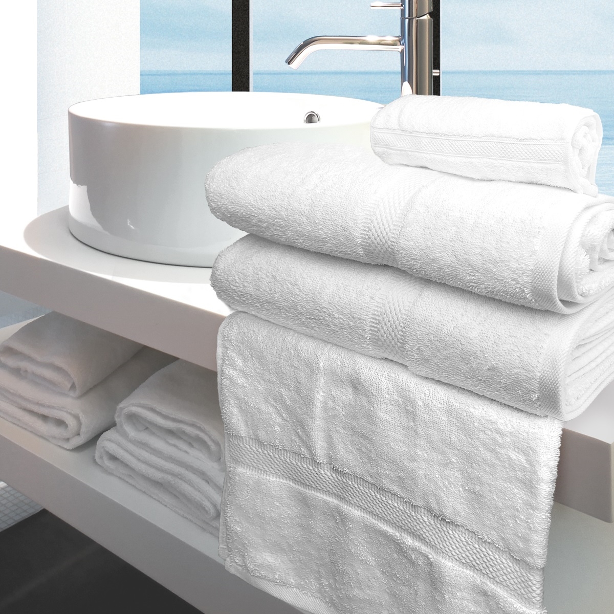 GIM2754170 Rifz GIM Collection Bath Towels White 27'X54' 17.00 lb 6 PK -  Rifz Textiles