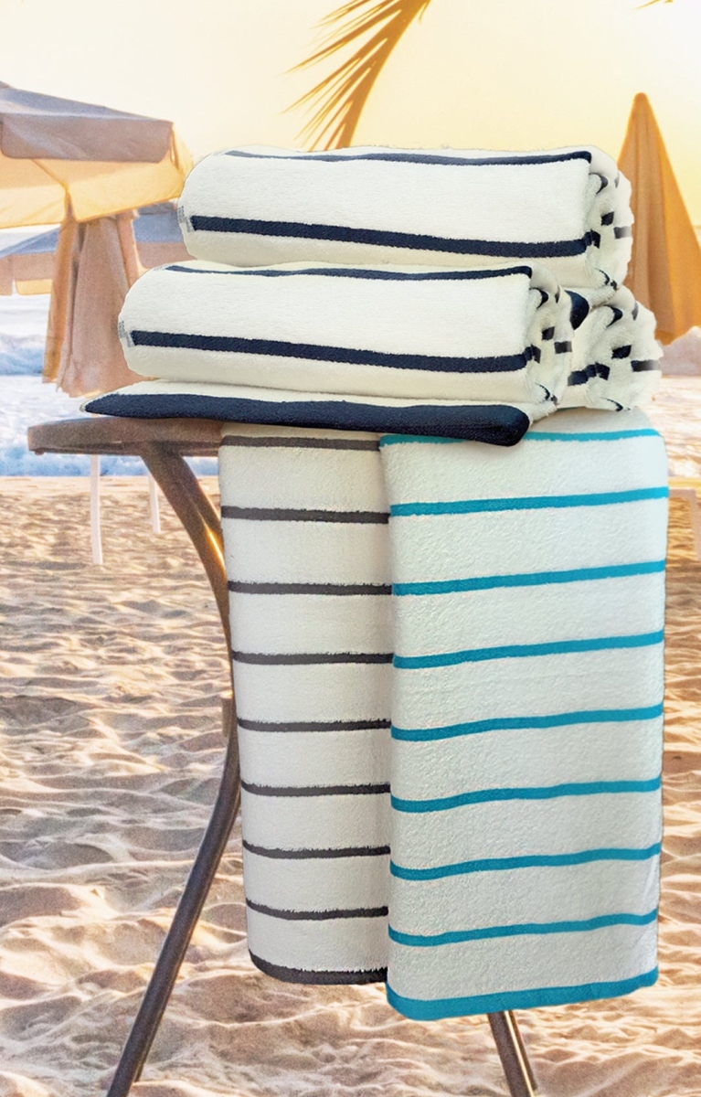 GPHCC35681800 Rifz GPH Collection Horizontal Stripes Pool Towels Charcoal Stripes size 35'X68' 6 PK