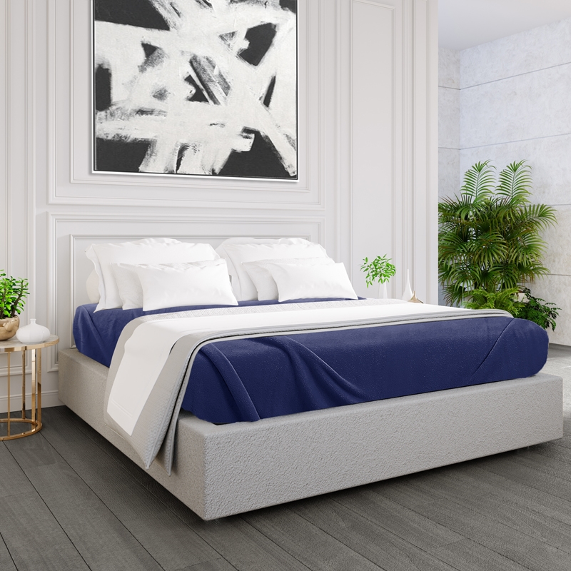 GPF Collection Fleece Blanket size Queen color Navy Blue 2 PK
