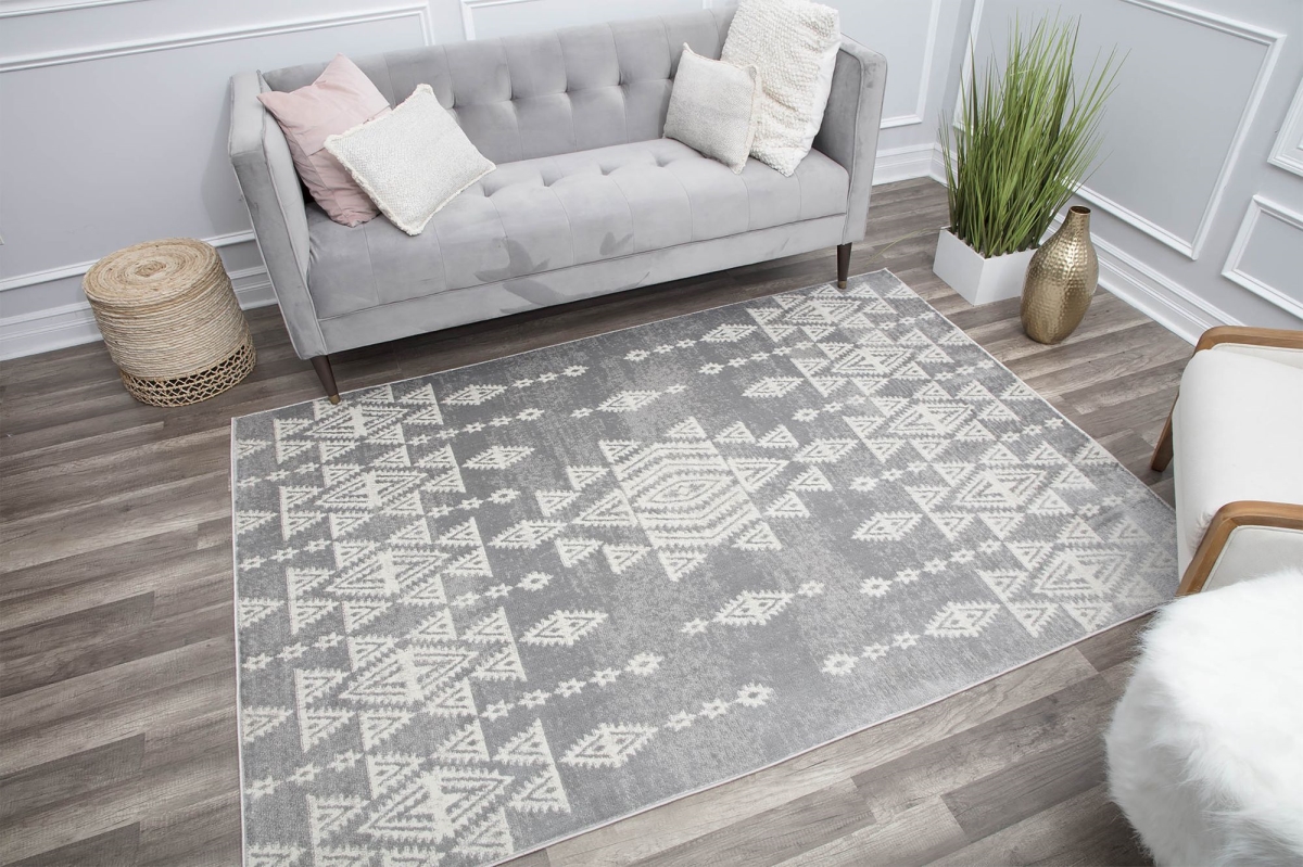 RA29406 8 x 10 ft. Gallagher GL50B Platinum Nova Vintage Transitional Gray Area Rug