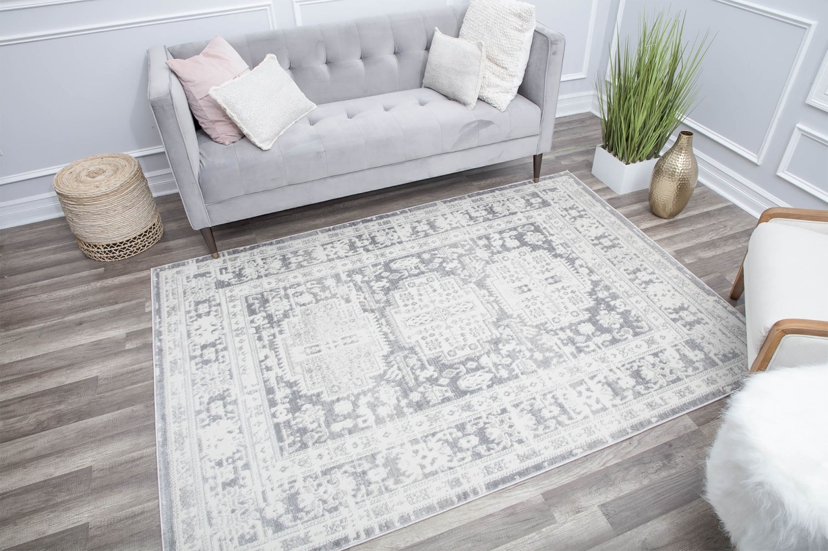 RA30036 2 ft. 6 in. x 8 ft. Gallagher GL55G Canvas Sundara Vintage Transitional Gray Area Rug