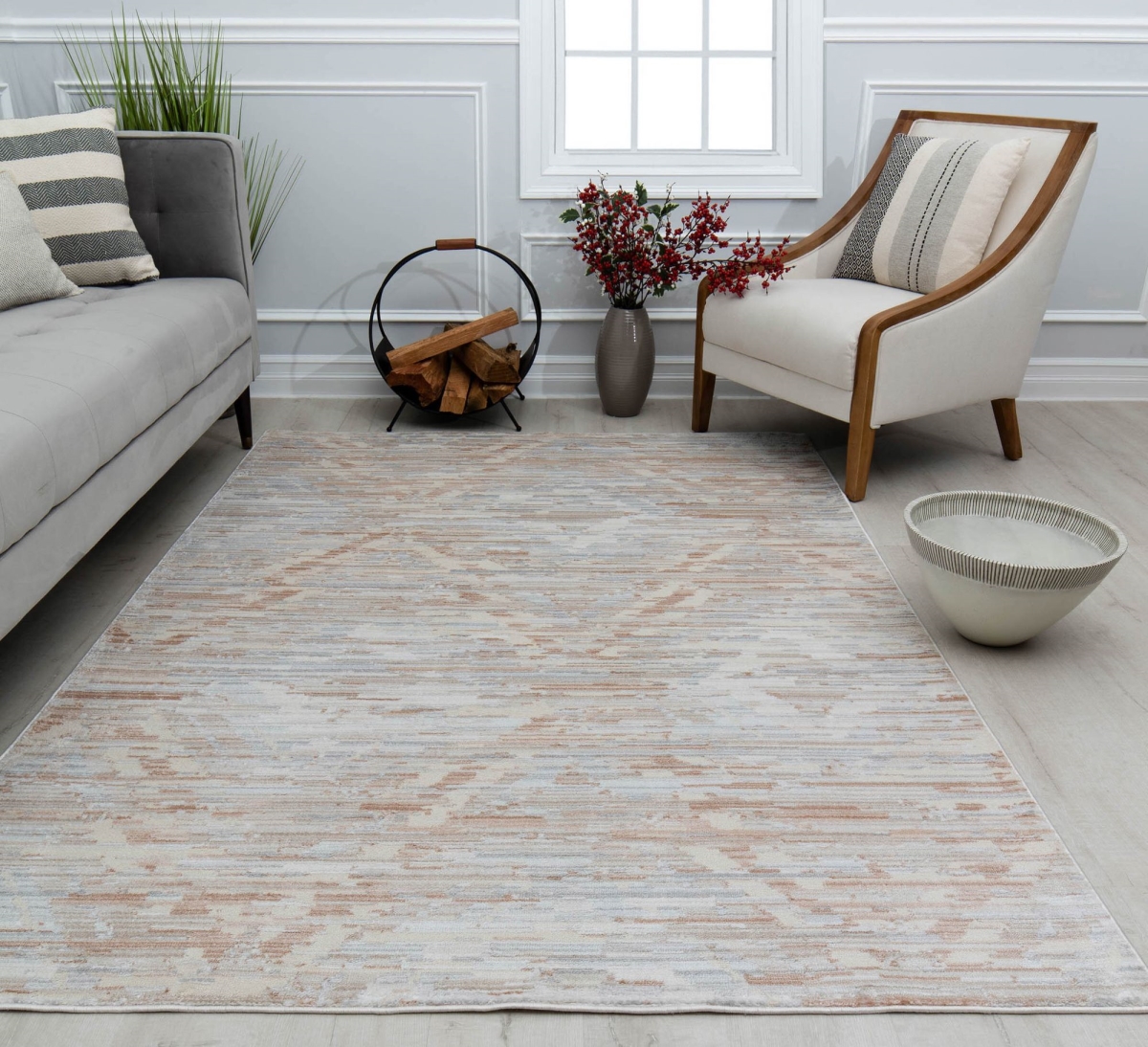 RA30847 5 ft. 3 in. x 7 ft. Romeo JL20A Ice Abstract Vintage Orange Area Rug