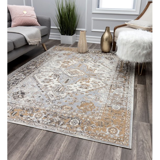 RA30132 5 ft. 3 in. x 7 ft. Preston PS20B Crystal Clear Transitional Vintage Area Rug